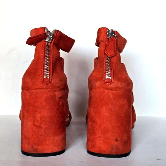 Prada RED suede, gladiator, block heel sandals.  Size 36.5 - Picture 3 of 7